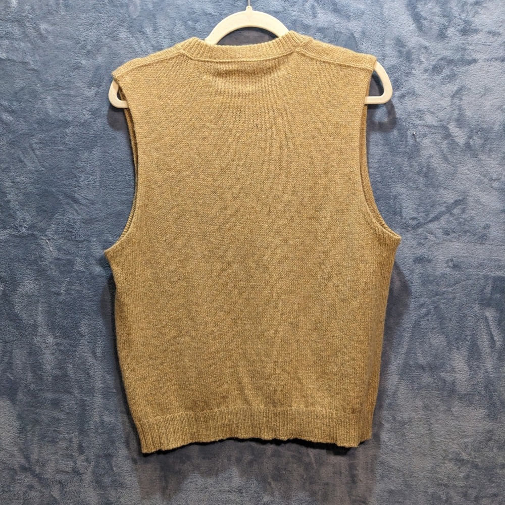 Vintage 60s 70s Puritan Aquamatic Wool Blend Sweater Vest Tan V-Neck USA Made L - Picture 3 of 8